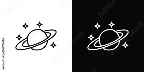 Planet saturn icon in black. flat graphic vector icon