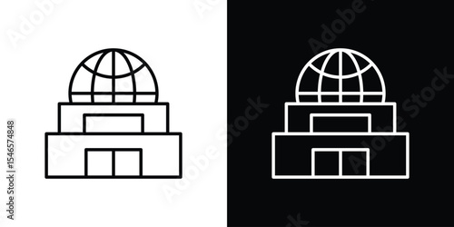 Planetarium icon in black. flat graphic vector icon