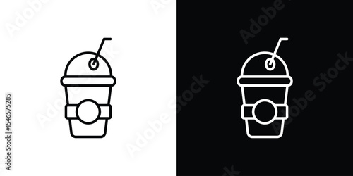 Plastic drinking cup icon in black. flat graphic vector icon
