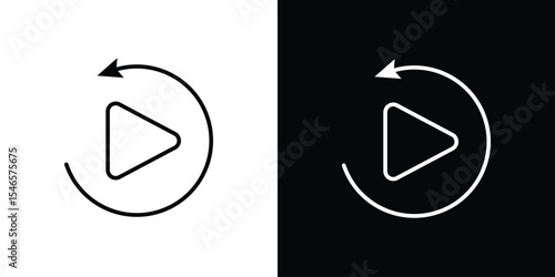 Playback icon in black. flat graphic vector icon
