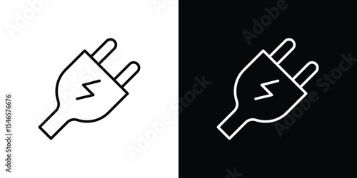 Plug adapter icon in black. flat graphic vector icon