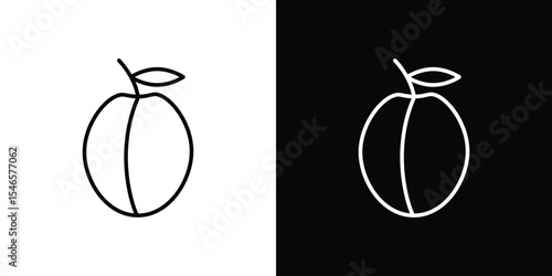 Plum icon in black. flat graphic vector icon