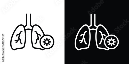 Pneumonia bacterium icon in black. flat graphic vector icon
