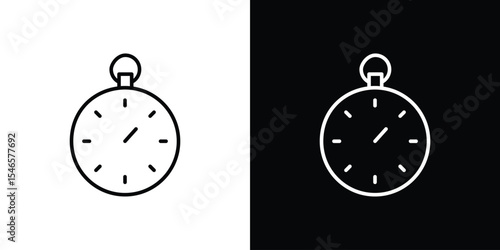 Pocket watch icon in black. flat graphic vector icon