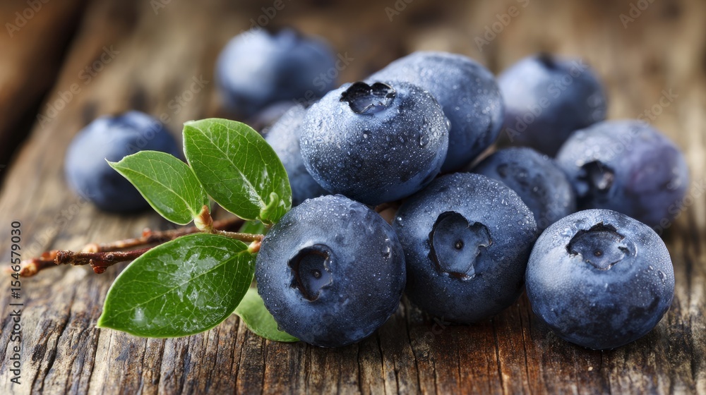Fresh blueberries on a wooden table, symbolizing natural health and vitality Fresh blueberries on a wooden table, symbolizing natural health and vitality