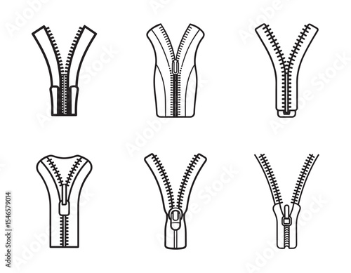 zipper details sketch icon line art vector illustration