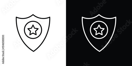 Police badge icon in black. flat graphic vector icon
