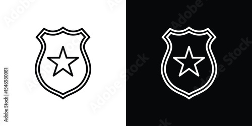Police badge icon in black. flat graphic vector icon