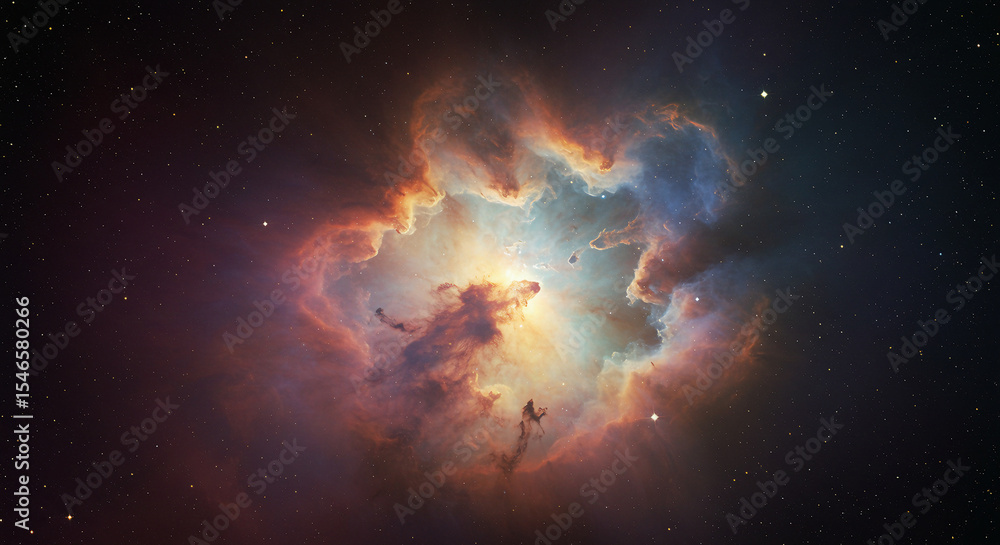 Fototapeta premium Isolated Colorful Nebula in Deep Space – High Resolution Cosmic Cloud with Vivid Colors and Starless Background for Sci-Fi, Astronomy, and Outer Space Art Projects