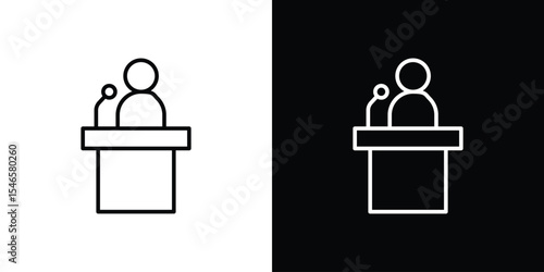 Politician speaker icon in black. flat graphic vector icon