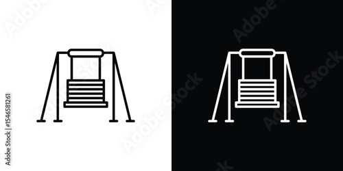 Porch swing icon in black. flat graphic vector icon