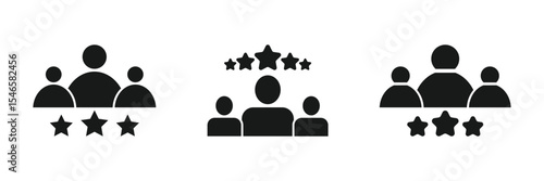 Five stars from customers set icons, rating signs, customer reviews sign, rating service, good client satisfaction, user experience best customer feedback concept