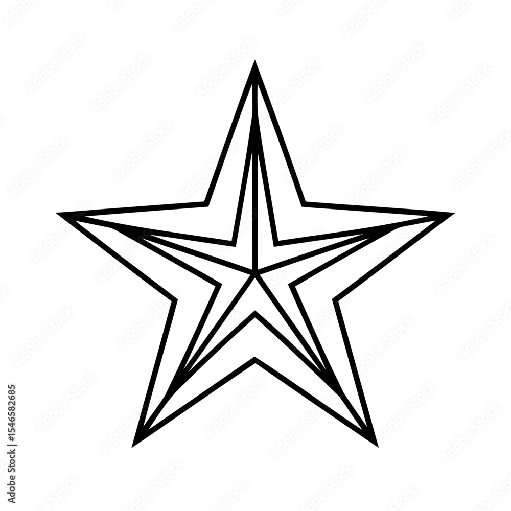 Fototapeta premium Black Outline Five Pointed Star Geometric Shape vector