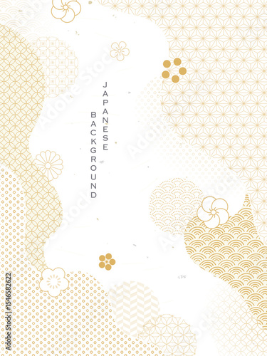 金色の和風の背景／和柄と抽象的な形