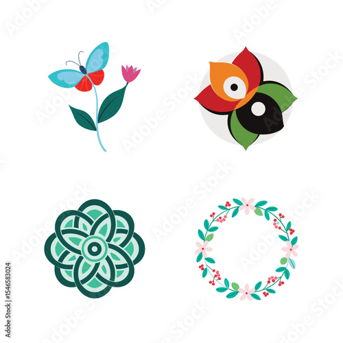 Colorful floral designs butterfly celtic knot wreath