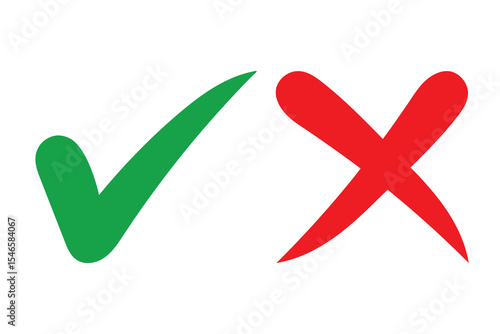 green tick and red cross massage box icons. check mark and cross mark massage icon box  