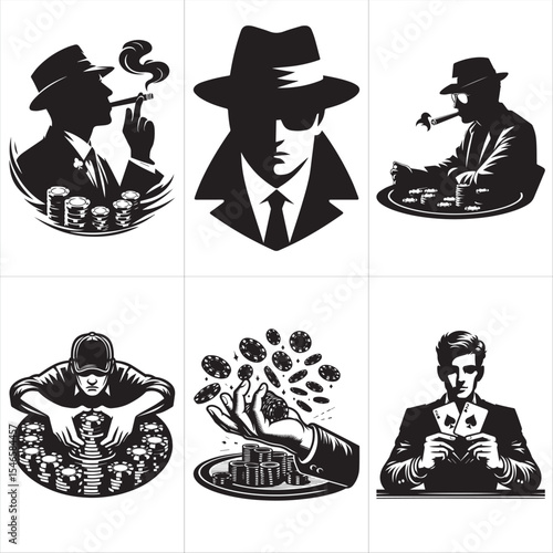 Casino Silhouette Clipart Design. Casino Silhouette Background.