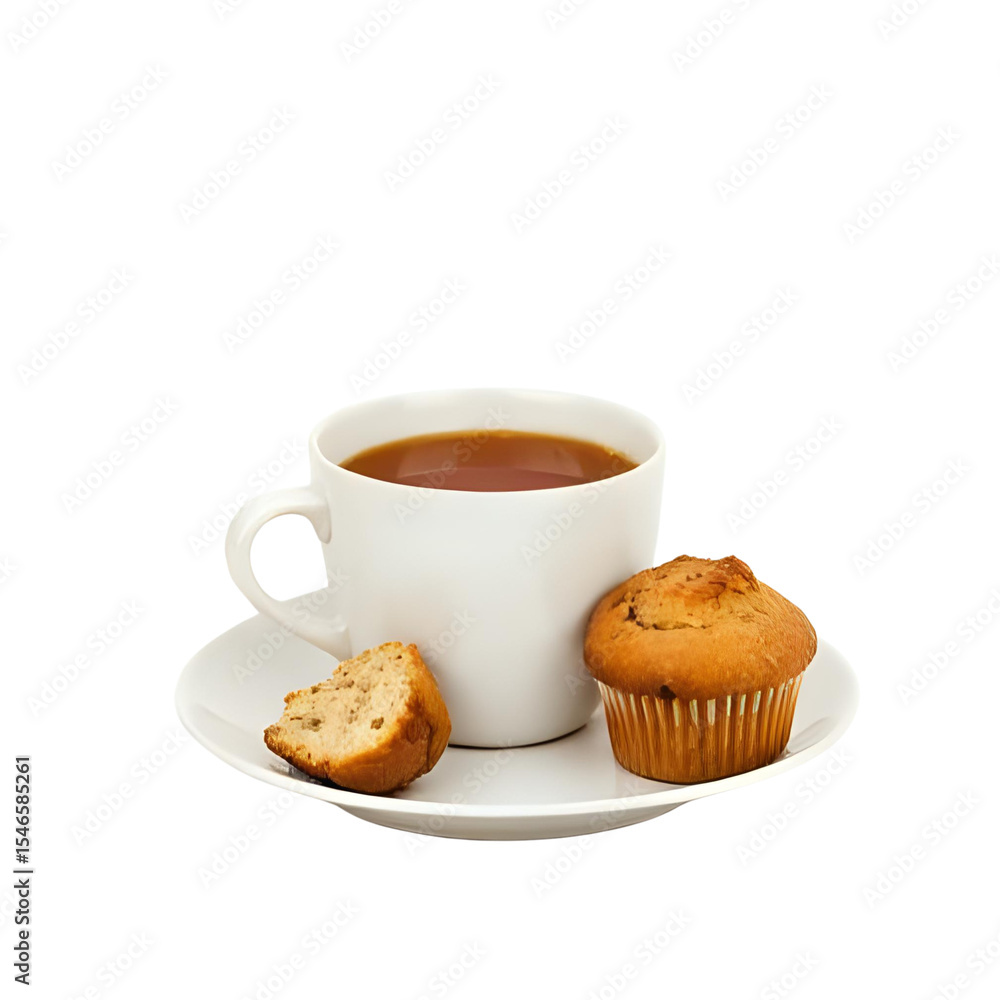 a cup of tea and mufin cookies on the side a cup of tea and mufin cookies on the side