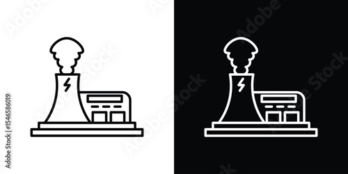 Power plant icon in black. flat graphic vector icon
