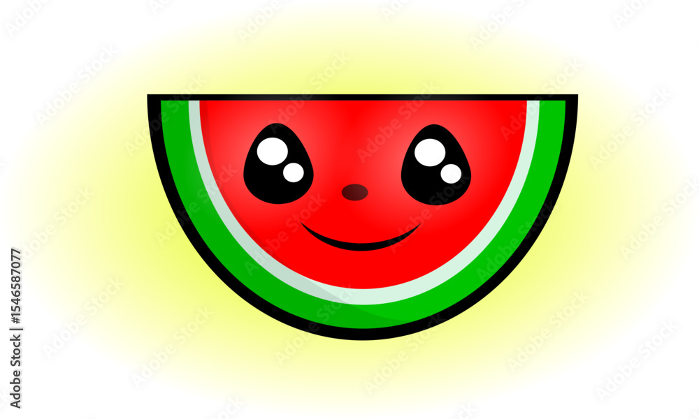 Fototapeta premium happy piece of watermelon is smiling 