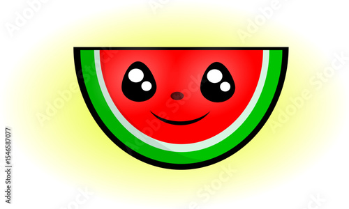 happy piece of watermelon is smiling 