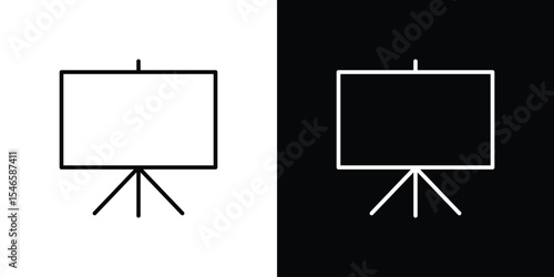 Presentation board icon in black. flat graphic vector icon