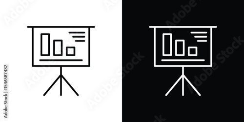 Presentation icon in black. flat graphic vector icon
