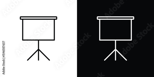 Presentation screen icon in black. flat graphic vector icon