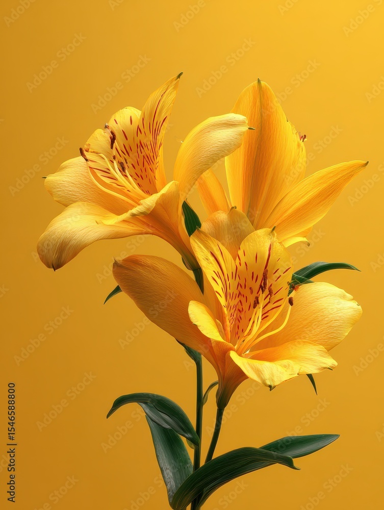 Obraz premium Beautiful yellow flowers on yellow background