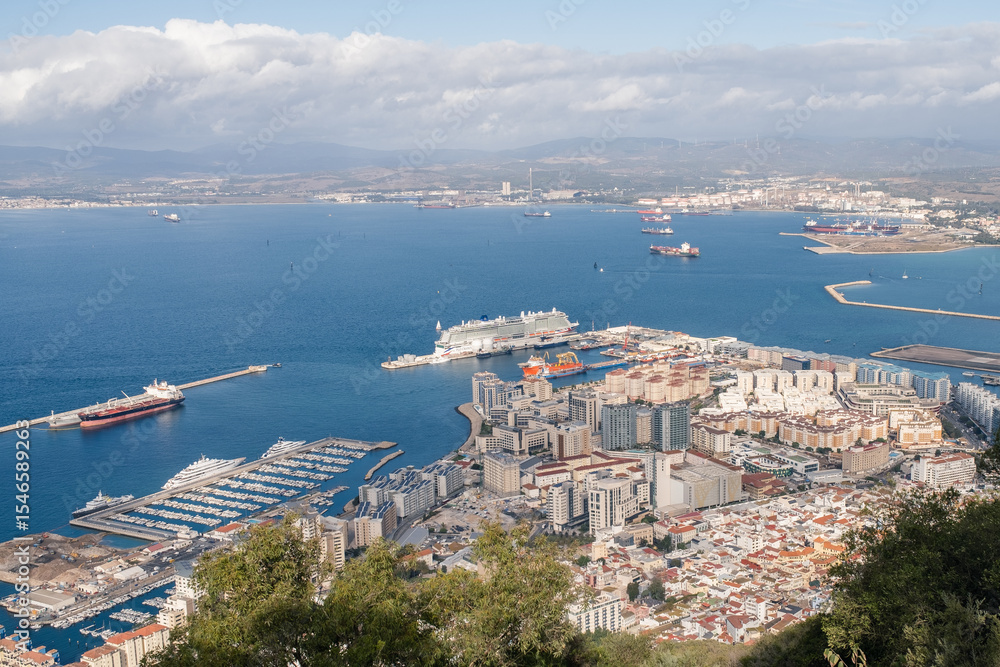 Fototapeta premium Panoramic view from the top of the Rock of Gibraltar
