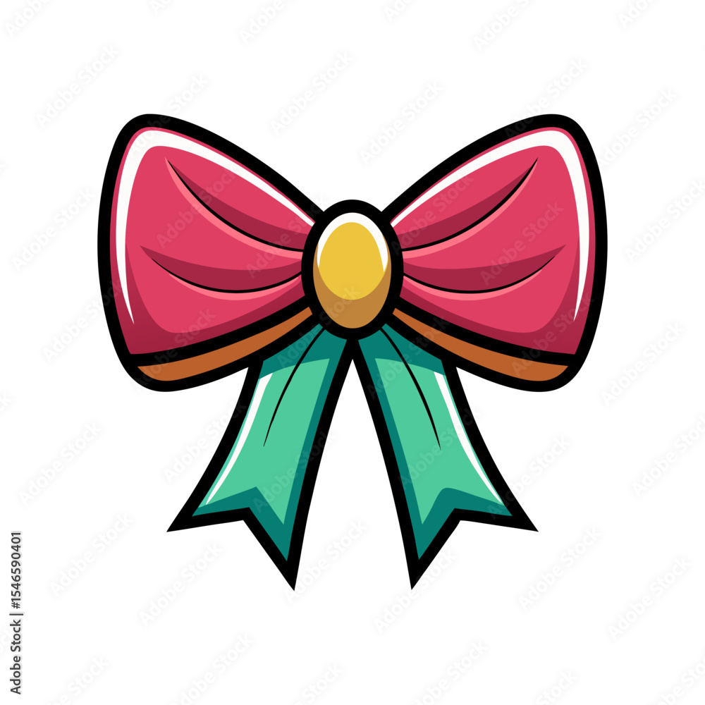 Fototapeta premium Vector illustration of a pink bow ribbon for gift wrapping and decorative design element for celebrations