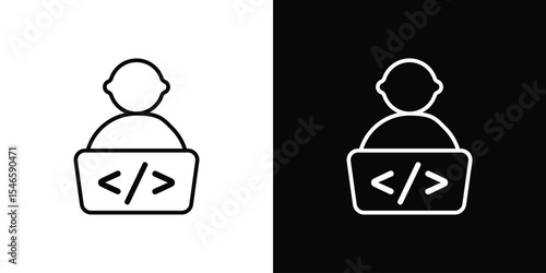Programmer icon in black. flat graphic vector icon