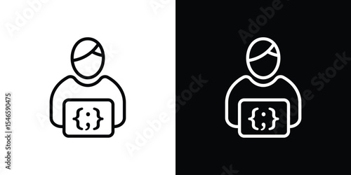 Programmer icon in black. flat graphic vector icon