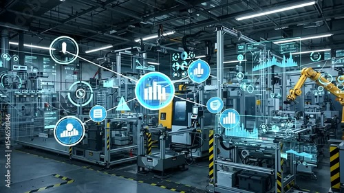 Industrial facility with augmented reality displays and robotic arm