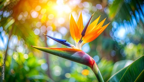 Vibrant Bird of Paradise Flower Against a Soft Bokeh Background