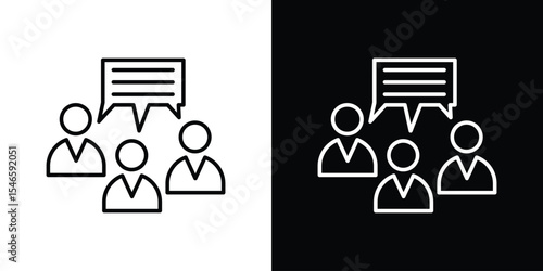 Public opinion icon in black. flat graphic vector icon