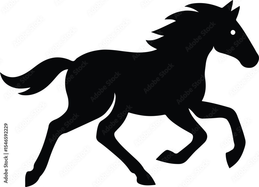 Silhouette of a running horse mustang stallion vector illustration Silhouette of a running horse mustang stallion vector illustration