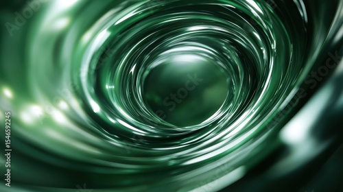 An enchanting green spiral abstract design, capturing the essence of depth and fluidity, ideal for projects requiring a modern and captivating visual impact.