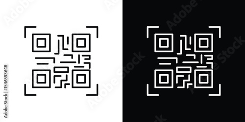 Qrcode icon in black. flat graphic vector icon