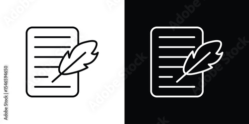 Quill icon in black. flat graphic vector icon