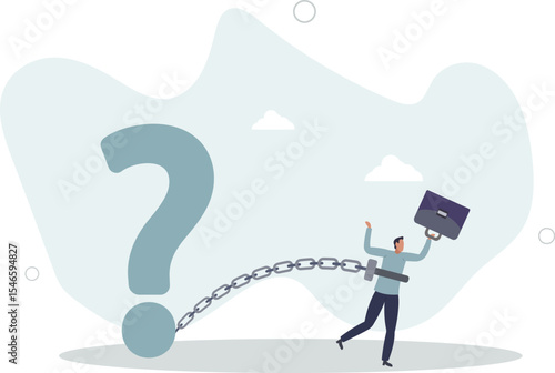 Struggle with unanswered question, problem or difficulty, hard questions or unsolvable quest concept.character for design.