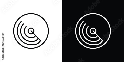 Radar icon in black. flat graphic vector icon