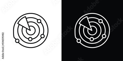 Radar icon in black. flat graphic vector icon