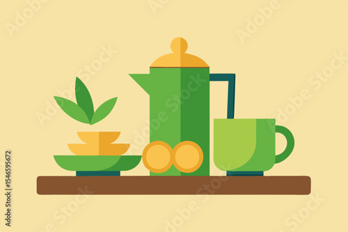 vector illustration of tea set