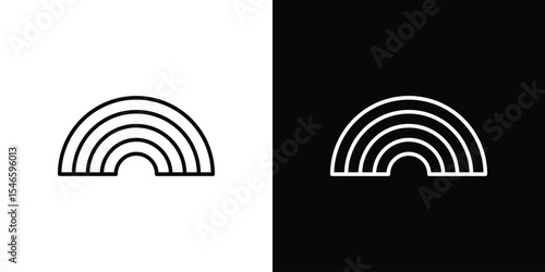 Rainbow icon in black. flat graphic vector icon