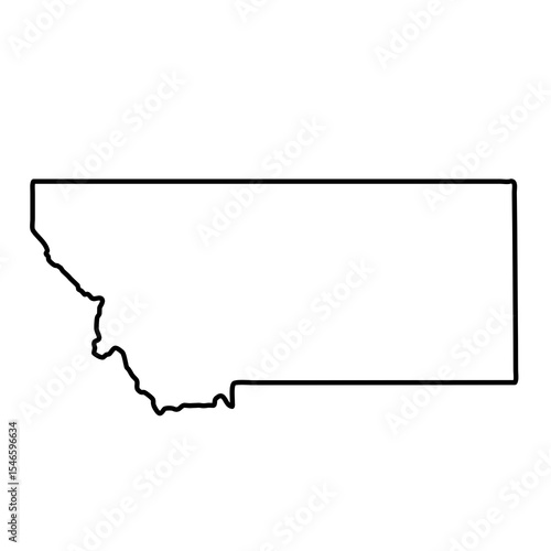 a black outline contour map of montana state isolated on a white background