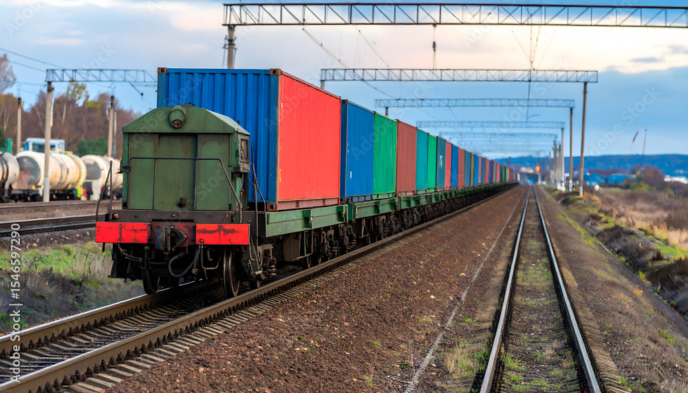 Naklejka premium cargo freight train