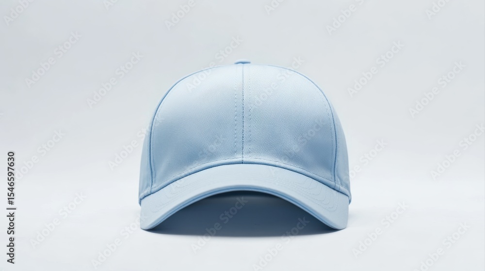 Front view of light blue baseball caps mockup on white background, with space for your logo or design. Mock-up for branding Front view of light blue baseball caps mockup on white background, with space for your logo or design. Mock-up for branding