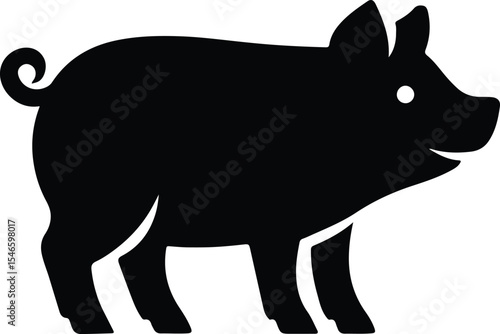 Silhouette pig farm animal livestock outline design vector illustration
