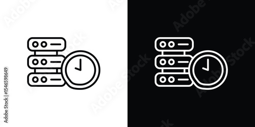 Real time data icon in black. flat graphic vector icon